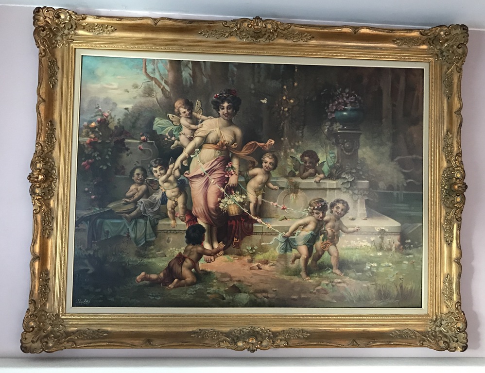 Groot schilderij met putties in een gouden barok lijst kopen? Bied vanaf 600!