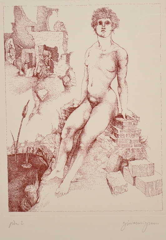 Giovanni Gromo: Kleurenets in rood. Figuur. kopen? Bied vanaf 35!