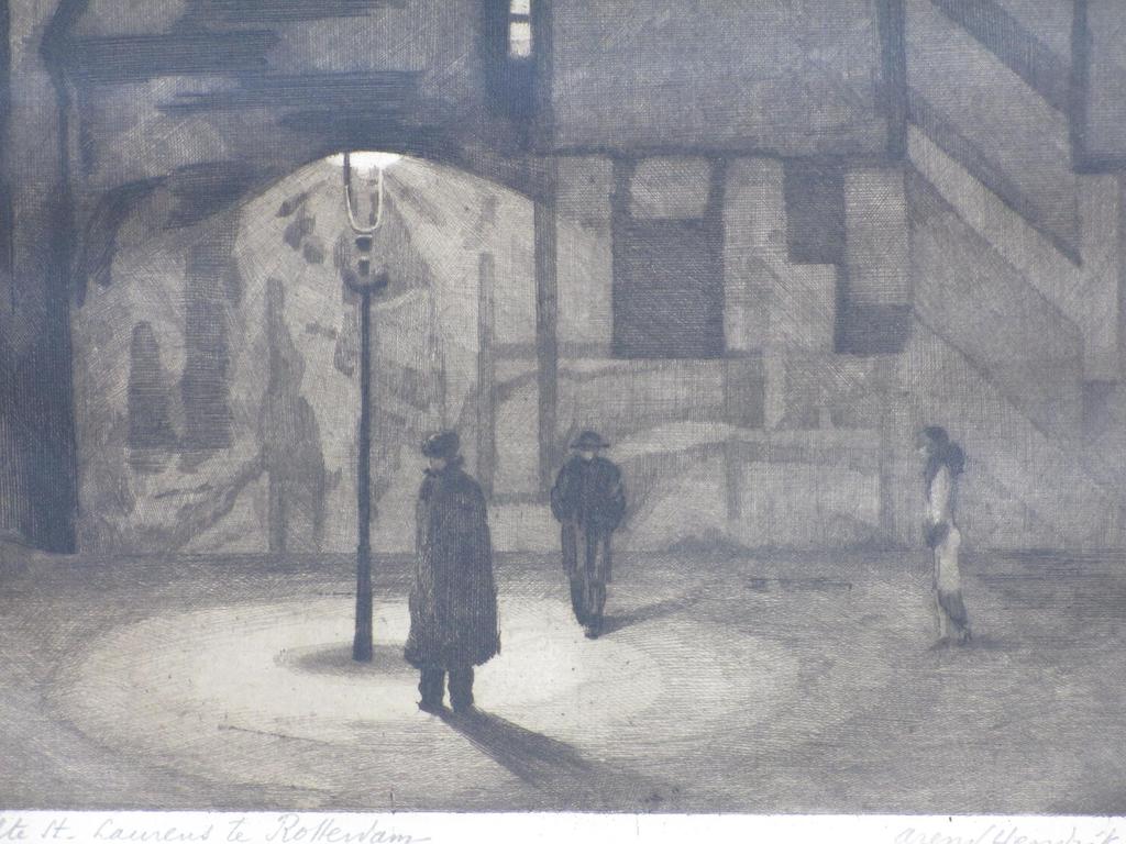 Arend Hendriks, St Laurens R'dam bij avond, Ets kopen? Bied vanaf 1!