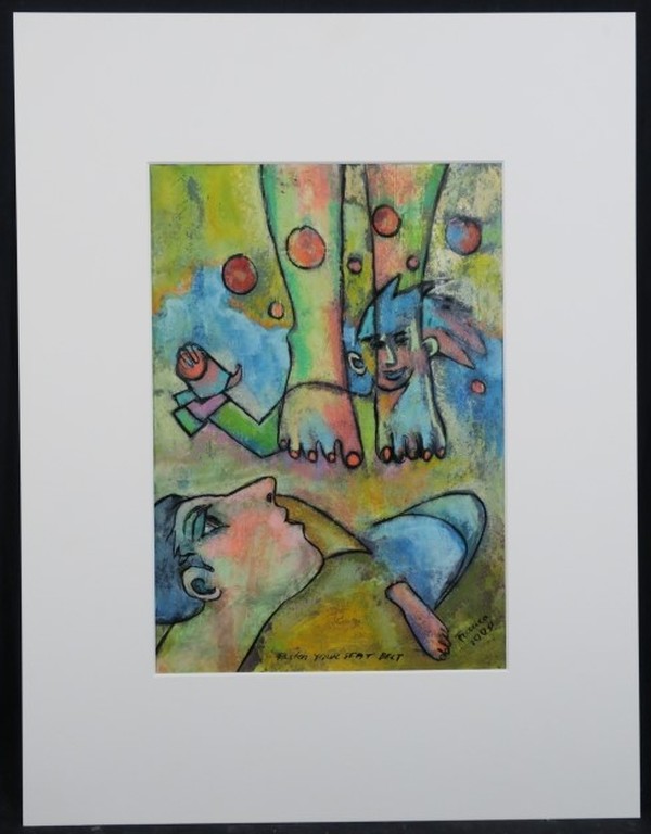 Franca Muller Jabusch: Krijttekening, Fasten your seat belt verkocht voor € 40!