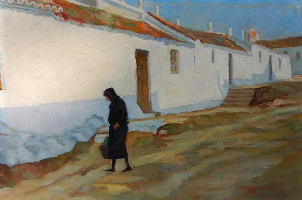 Jan F.H.M. van Deursen (1896-1981) -  Mediterraans dorpje 1969 verkocht voor € 35!