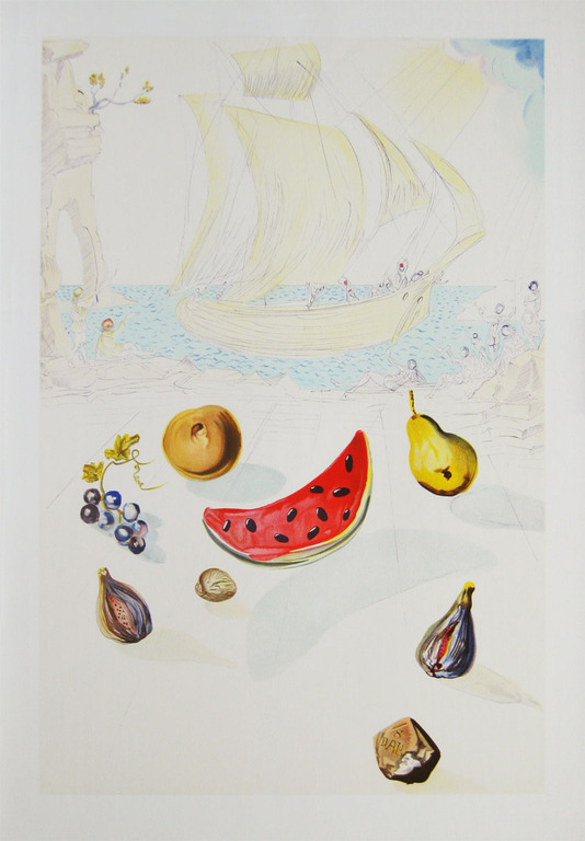 Salvador Dali  - Ship and fruits - Kleuren lithografie - 1986 - Handgenummerd kopen? Bied vanaf 95!