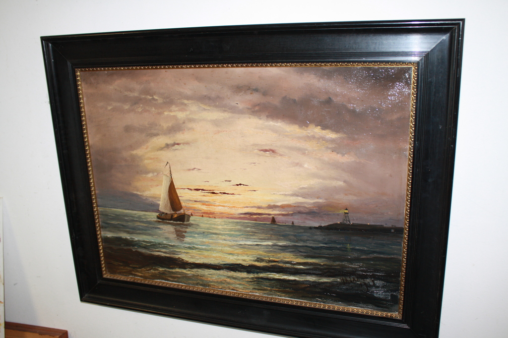 HA JAARSMA  - ZEEGEZICHT BIJ ZONLICHT met ZICHT OP VUURTOREN kopen? Bied vanaf 350!