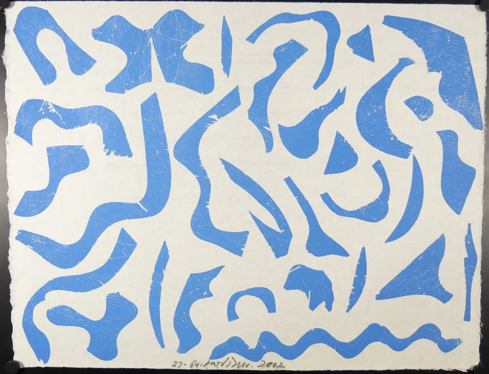 Carel Visser: Houtsnede, Zonder titel (blauw) kopen? Bied vanaf 100!