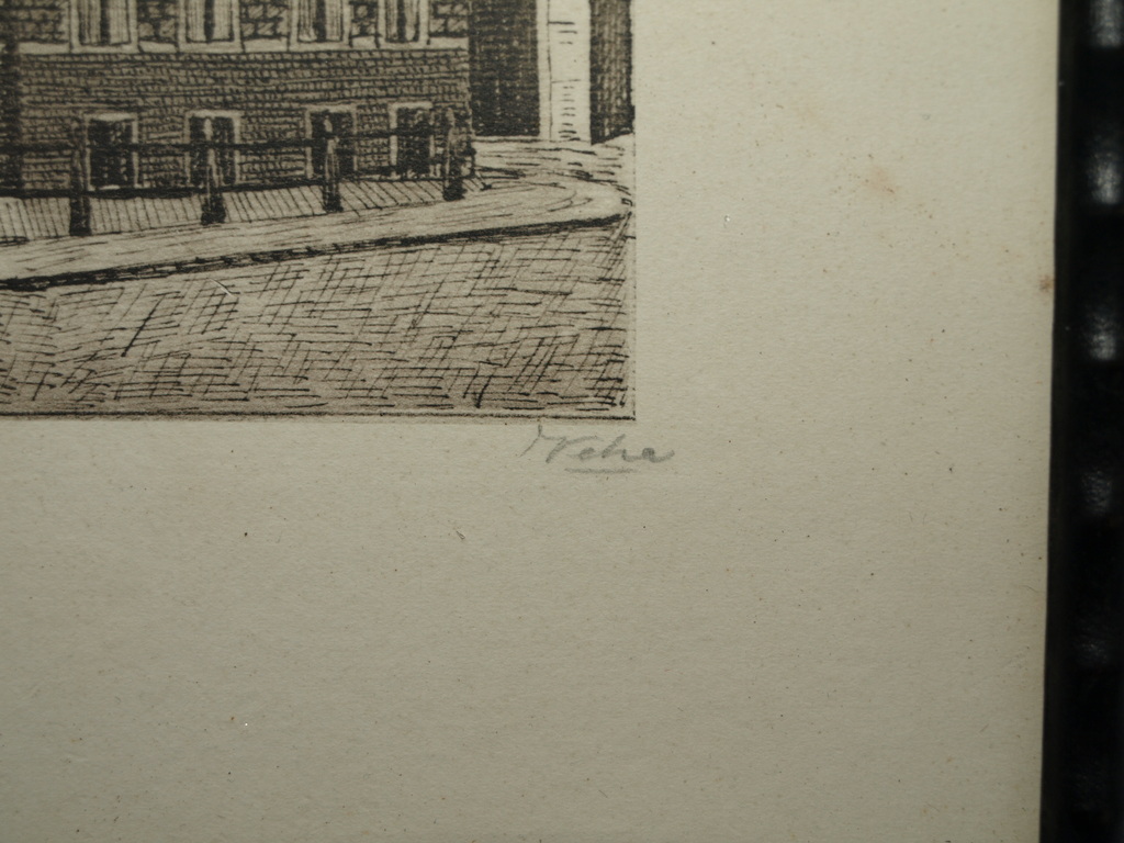 Onduidelijke signatuur - Ets – Het Goudkantoor Groningen – Ingelijst - Oud kopen? Bied vanaf 1!