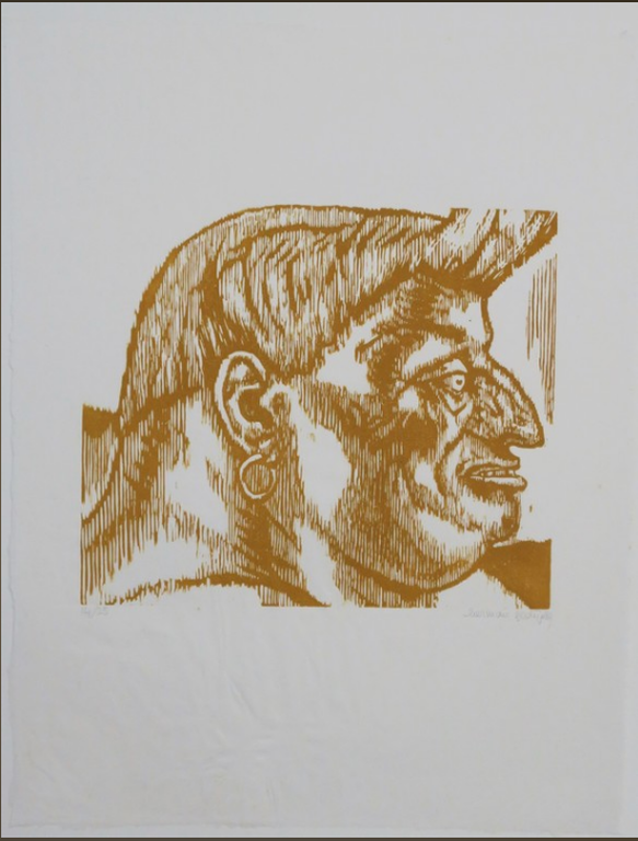 Lot met 2 houtsnedes van Herman Gordijn: Vrouw met oorbel, portret kopen? Bied vanaf 35!