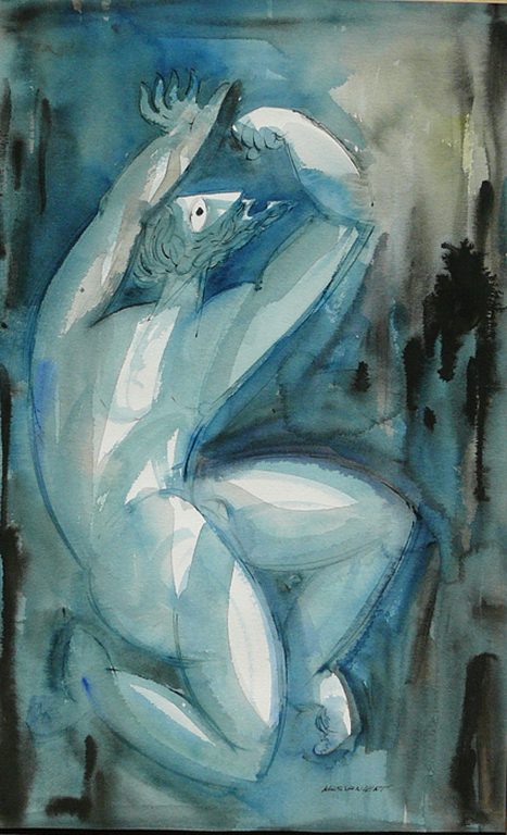 Cornelis van Lent: 'Wanhoop' -aquarel circa 1970- kopen? Bied vanaf 69!