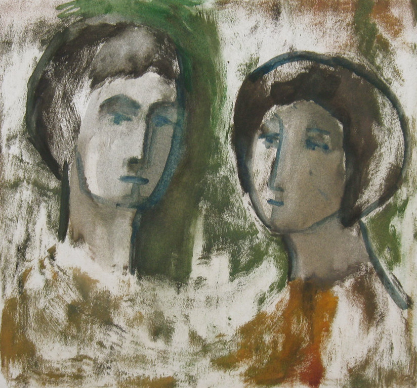 JONG PAAR (versie in kleur) - olieverf op stevig papier - Irene Joffroy verkocht voor € 35!