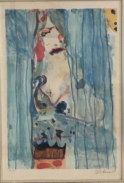 Kees van Bohemen, Lady between the curtains, Litho, 29/100 verkocht voor € 125!