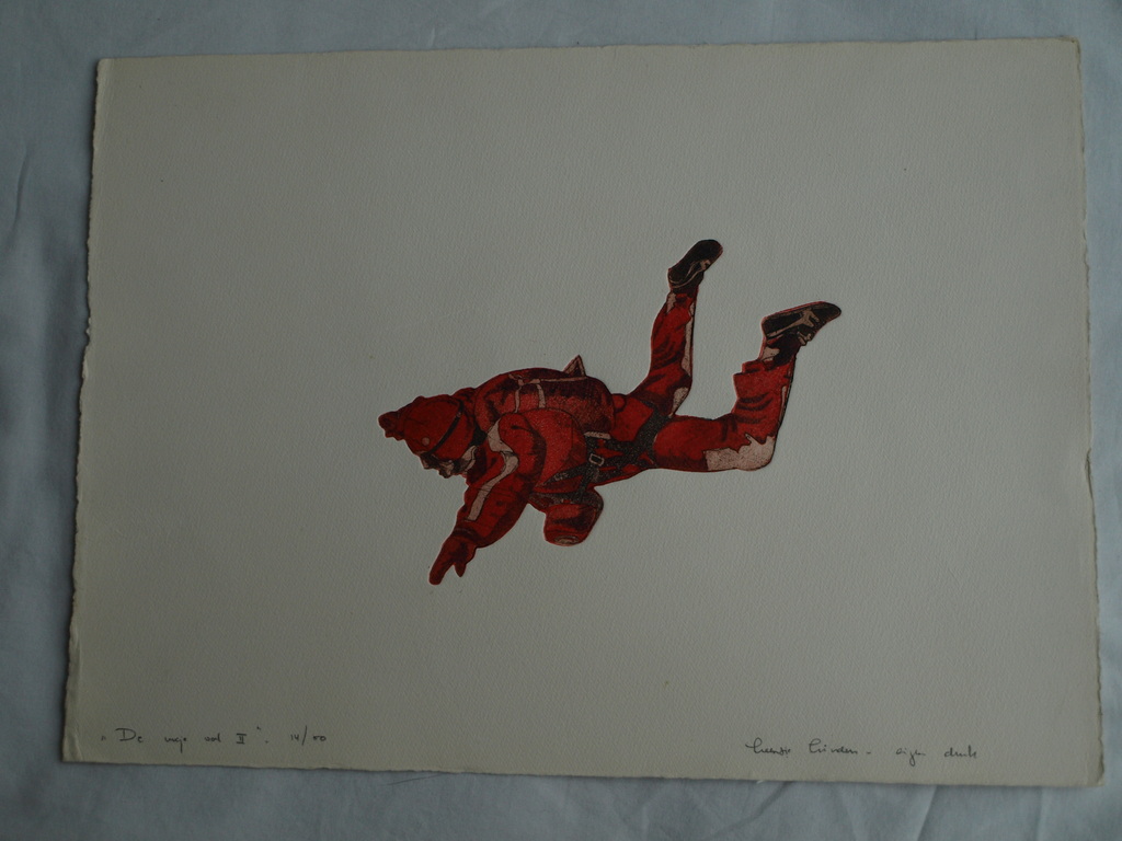 Leentje Linders : Ets en aquatint , De vrije val II – ca 1977 kopen? Bied vanaf 25!