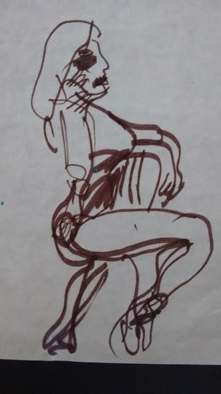 Herman Brood tekening, barlady, ingelijst verkocht voor € 90!