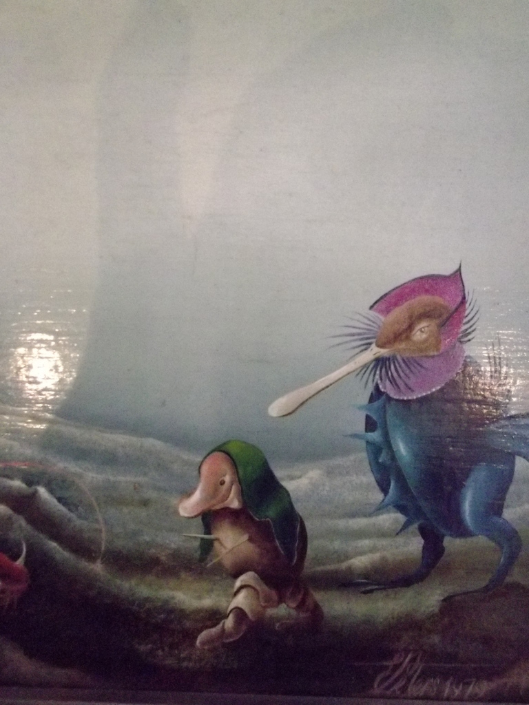 Vogels, 1979. Olieverf op board. kopen? Bied vanaf 200!