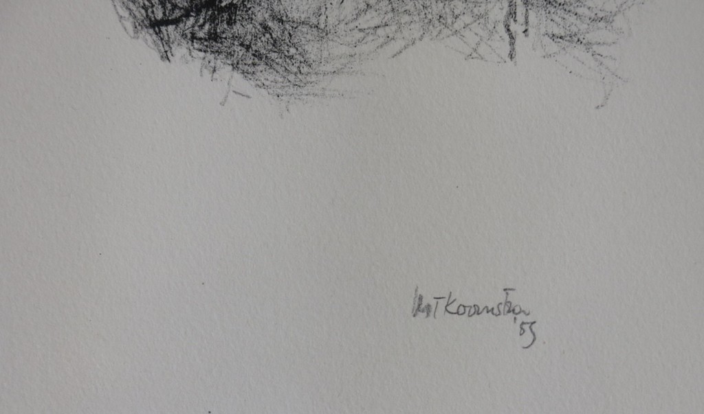 Metten Koornstra: Litho, Zonder titel (aan het bed) -Ingelijst kopen? Bied vanaf 70!