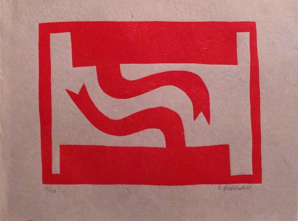 Klaas Gubbels - "Naar elkaar" - Houtdruk op papier, oplage: 40, ingelijst kopen? Bied vanaf 449!