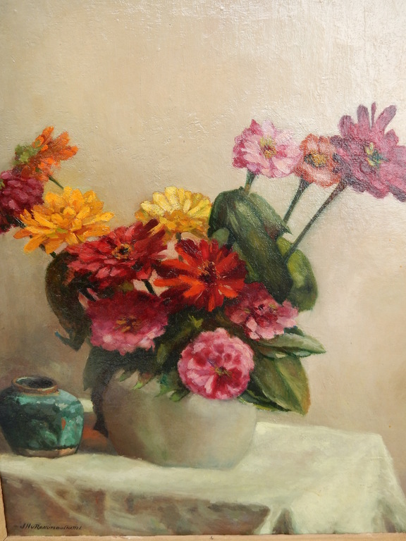 Jan Hendrik van Rossum du Chattel, stilleven, bloemen in vaas, met gember poot. kopen? Bied vanaf 150!