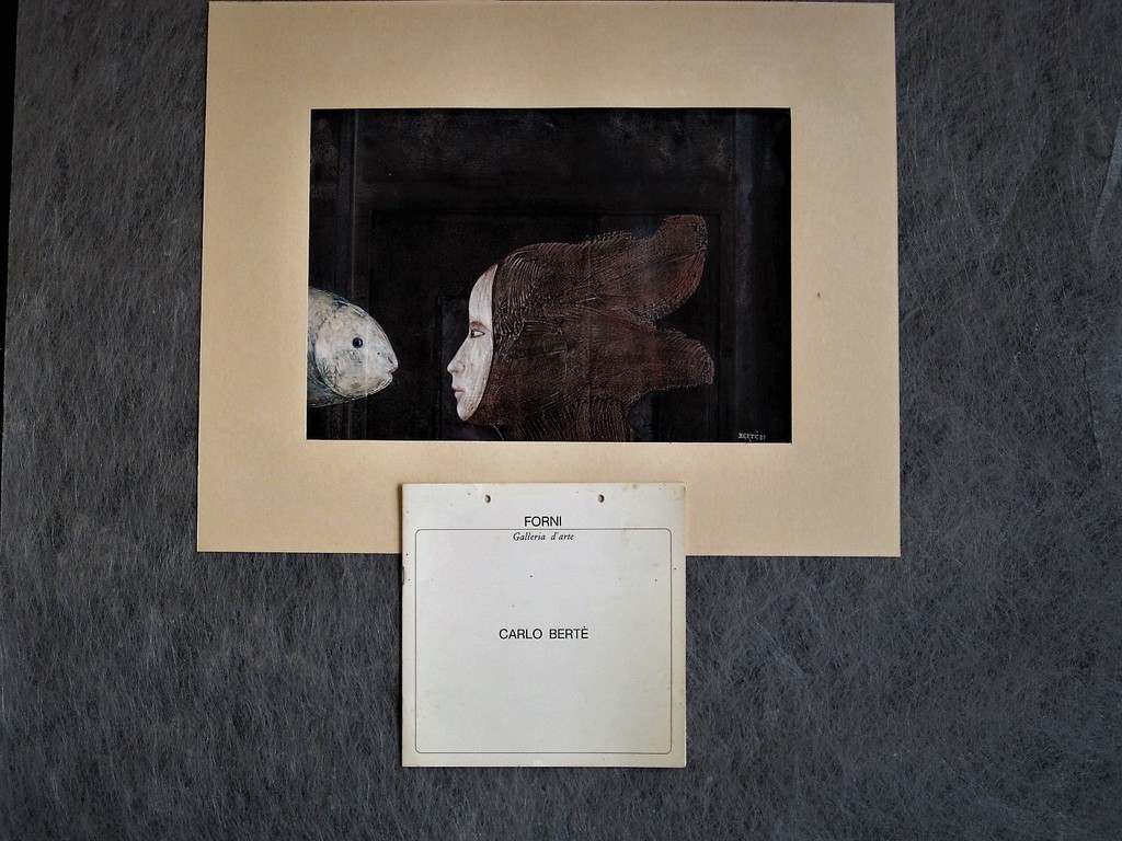 Weergaloos mooi Italiaans Surrealistisch Olieverf "Vrouw en Vis" gesigneerd  kopen? Bied vanaf 1!