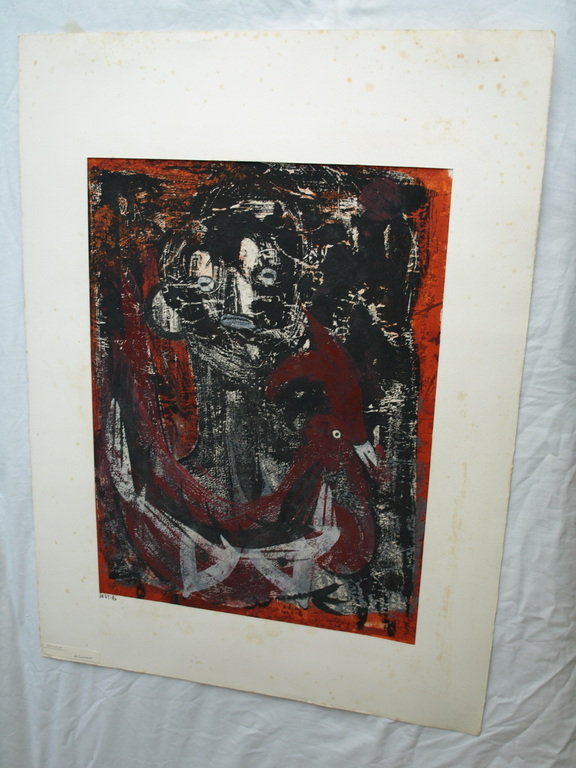 Henny Visch : Acrylverf op papier , De Tovenaar – Gesigneerd – ca 1965  kopen? Bied vanaf 1!