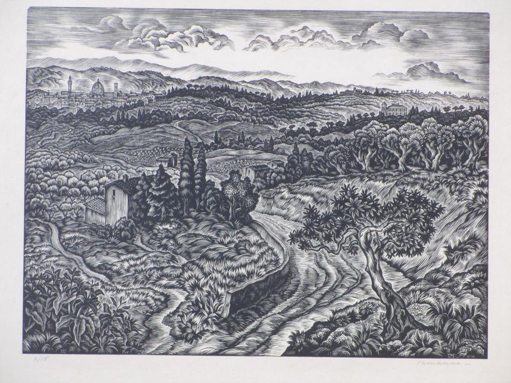 Thijs Mauve, Houtgravure, Gezicht op Florence kopen? Bied vanaf 45!