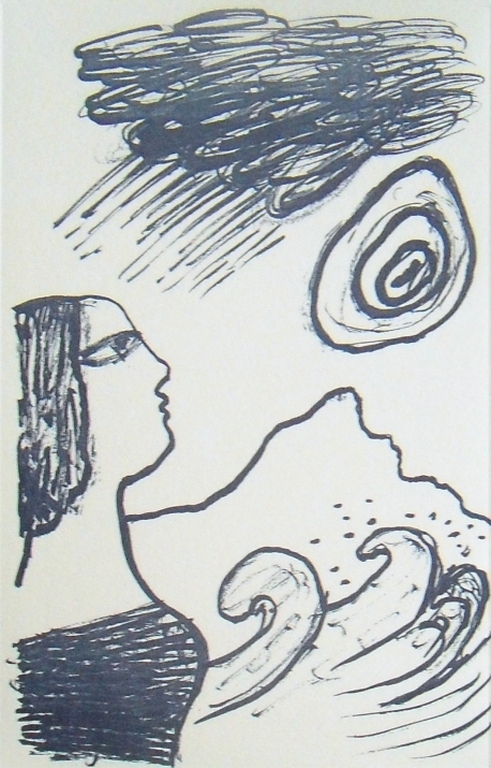 Corneille: vrouw en zee (mooie ets in blauw)  kopen? Bied vanaf 1!