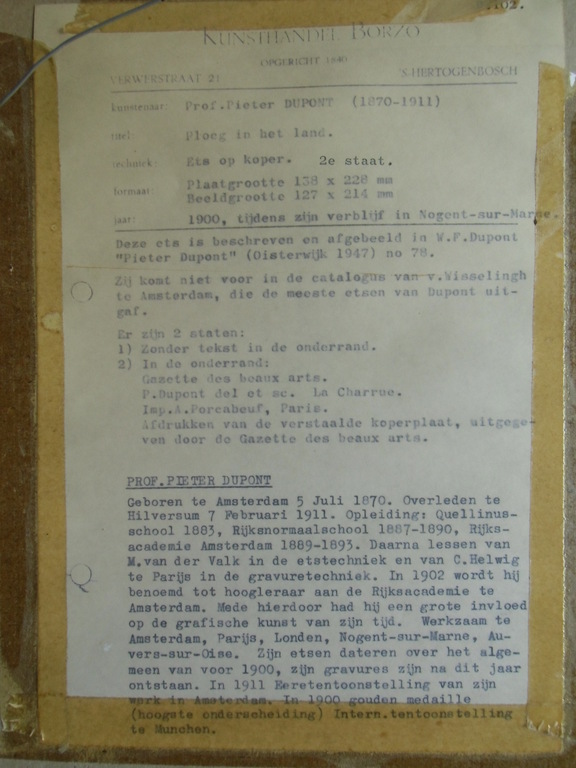 PLOEG IN HET LAND // KOPERGRAVURE VAN PIETER DUPONT kopen? Bied vanaf 50!