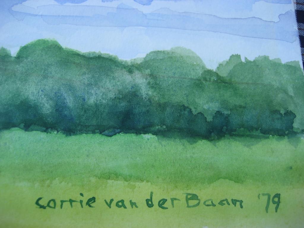 Corrie Van Der Baan Twee maal aquarel,Landschap met bomen en Heuvellandschap kopen? Bied vanaf 1!