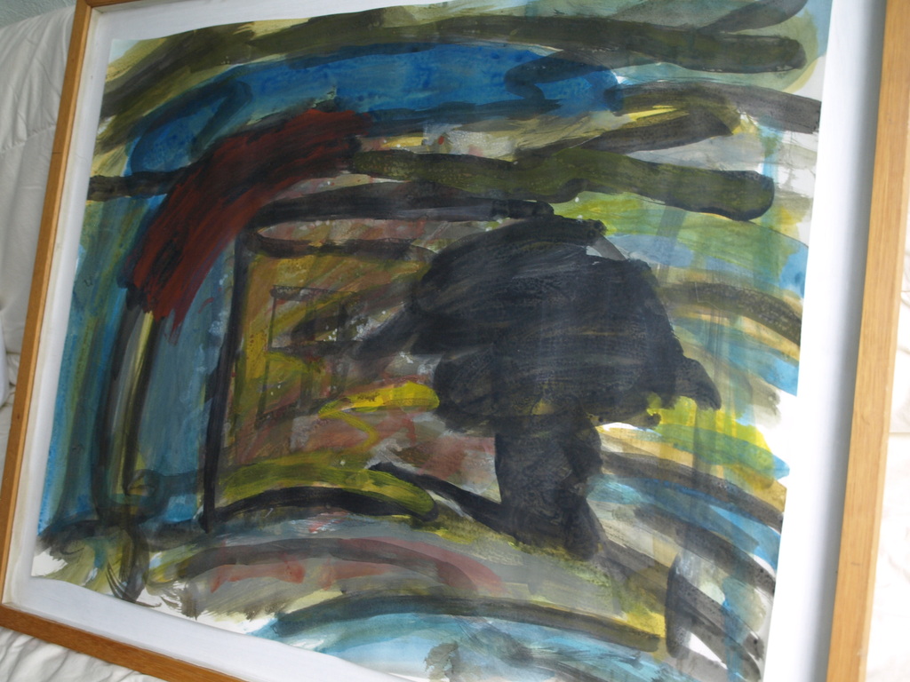 Einan Cohen : Acryl op papier , Landscape with Trees – Ingelijst - 1985  kopen? Bied vanaf 1!