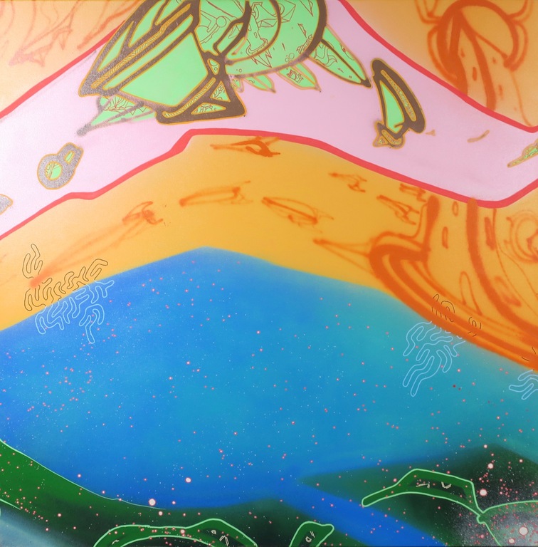 KOOR: Spray paint op doek, Waterworlds III (groot) kopen? Bied vanaf 400!