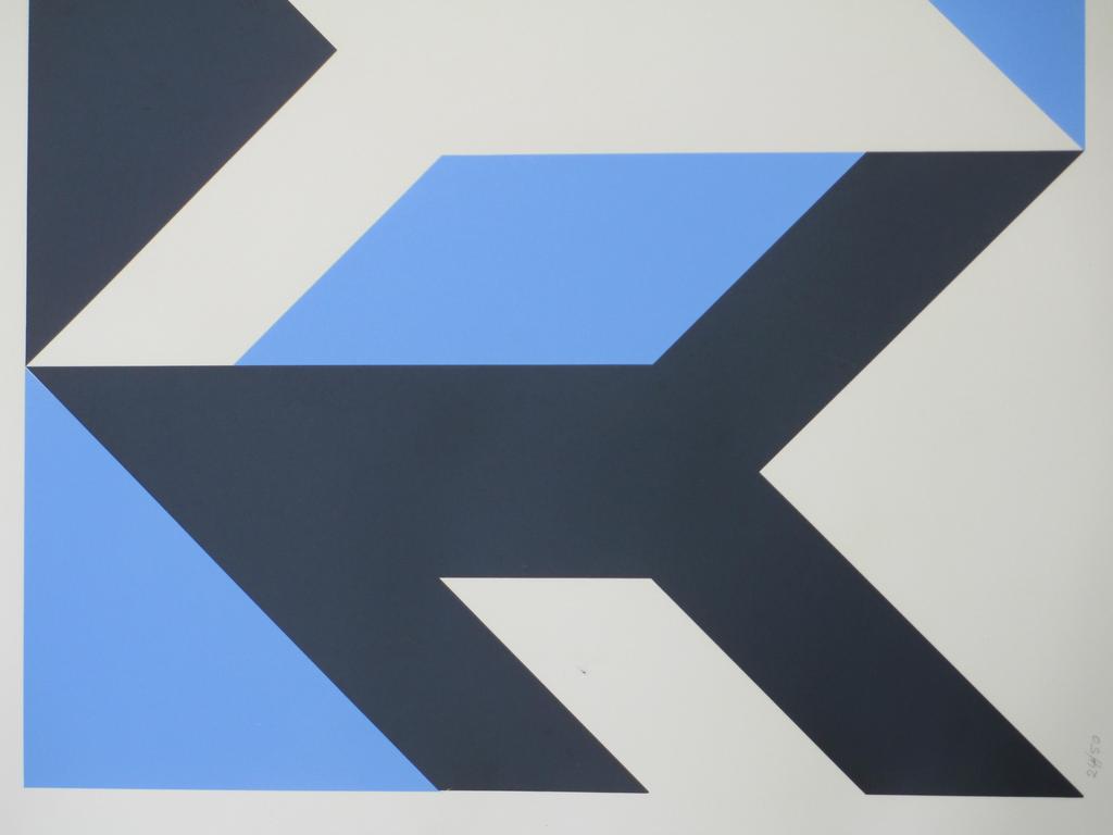 Georg Ruyter, Compositie in zwart/blauw, Zeefdruk kopen? Bied vanaf 30!