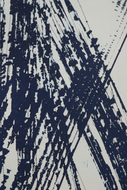 Hans Hartung - hand signed etching in blue and white - 1989 - oplage: 120 ex. verkocht voor € 225!