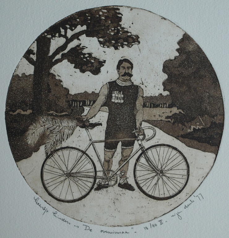 Leentje Linders : Ets en aquatint , De overwinnaar - 1977 verkocht voor € 50!