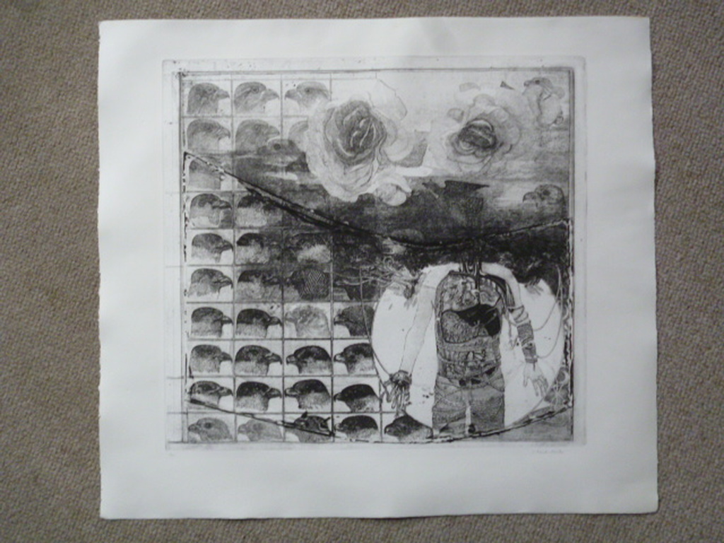 Charles Donker - ets - De valkenier in zijn eigen loer verward kopen? Bied vanaf 140!