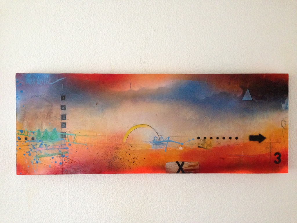 theo koster , gemengde techniek op paneel , titel; walk the line  kopen? Bied vanaf 250!