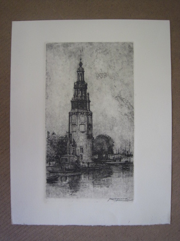 Knappe Ets "Montelbaanstoren Amsterdam" van Johannes Josseaud 1880-1935 kopen? Bied vanaf 1!