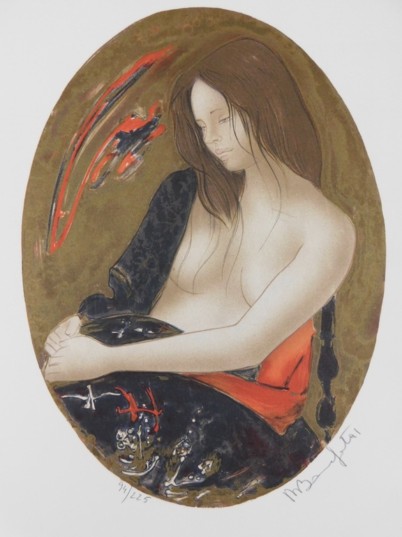 Alain Bonnefoit - Kleurenlitho - Brunette dans une Ovale verkocht voor € 40!