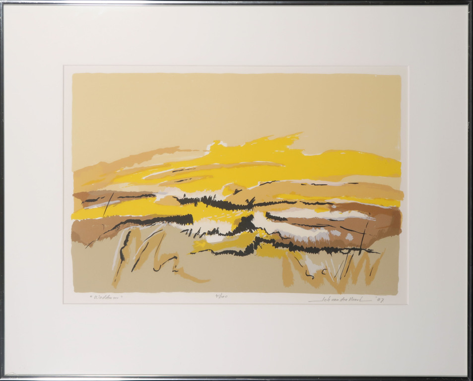 Johan van den Noort: Zeefdruk, Waddenzee - Ingelijst kopen? Bied vanaf 1!