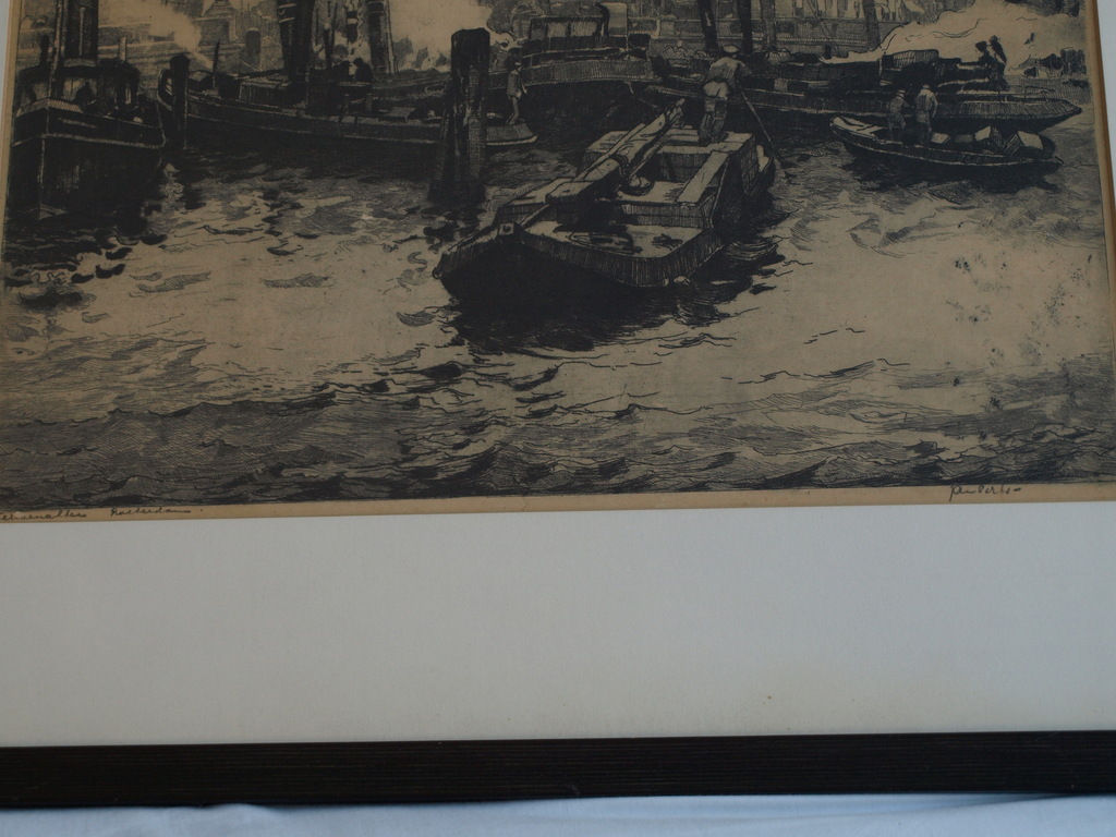 Jan Sirks : Ets , Terwenakker Rotterdam – Gesigneerd & ingelijst – ca 1920 kopen? Bied vanaf 65!