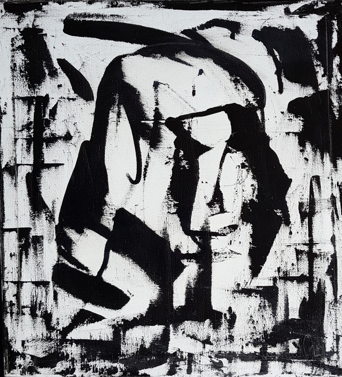 Onbekende kunstenaar, abstract z/w kopen? Bied vanaf 40!