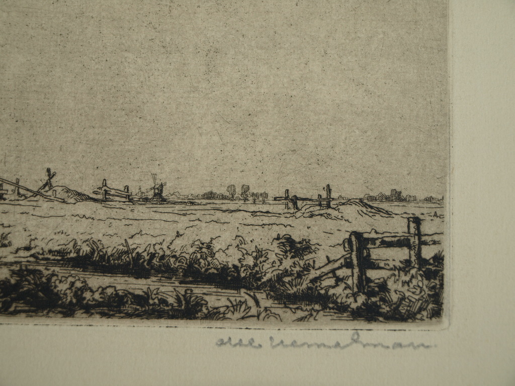 Albert Hemelman (1883-1951) : Ets â�� Geldersch landschap â�� gesigneerd â�� ca 1935 kopen? Bied vanaf 25!