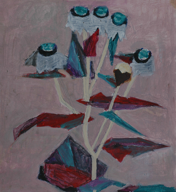 Hans Ebeling Koning, acrylverf op papier, Bloem verkocht voor € 50!