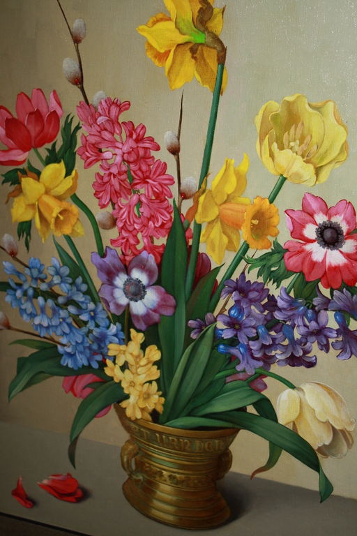 Joan van Gent  - VOORJAARS BLOEMBOEKET modern realisme kopen? Bied vanaf 145!