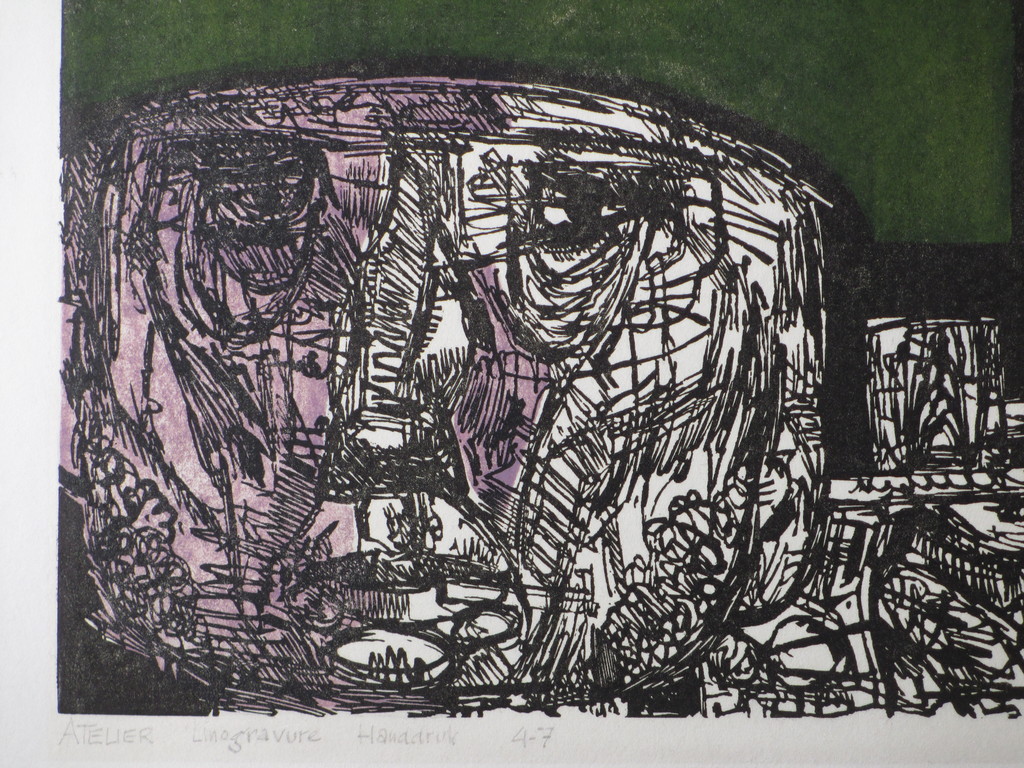Jan Battermann - Jan Battermann, Het Atelier, Kleurenlinogravure kopen? Bied vanaf 1!