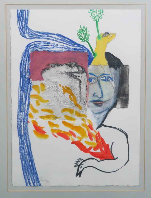 Philippe Hardy: Gemengde techniek, Z.T. Vrouwenhoofd - Ingelijst kopen? Bied vanaf 1!