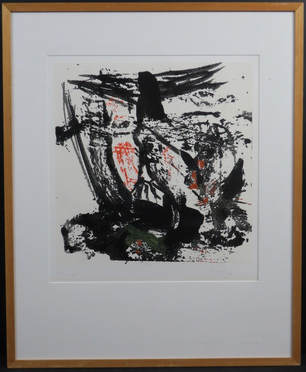 Fred Sieger: Zeefdruk, Zonder titel -Ingelijst verkocht voor € 35!