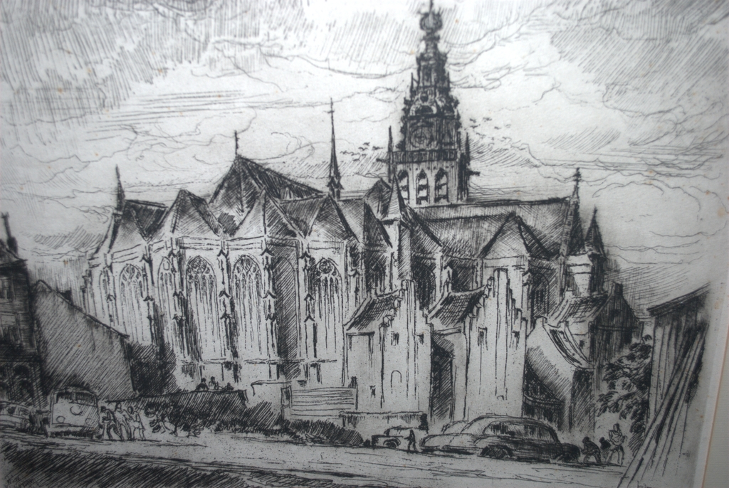 Nijmegen Stevenskerk met kanunnikenhuisjes - ets opl. 75  kopen? Bied vanaf 35!
