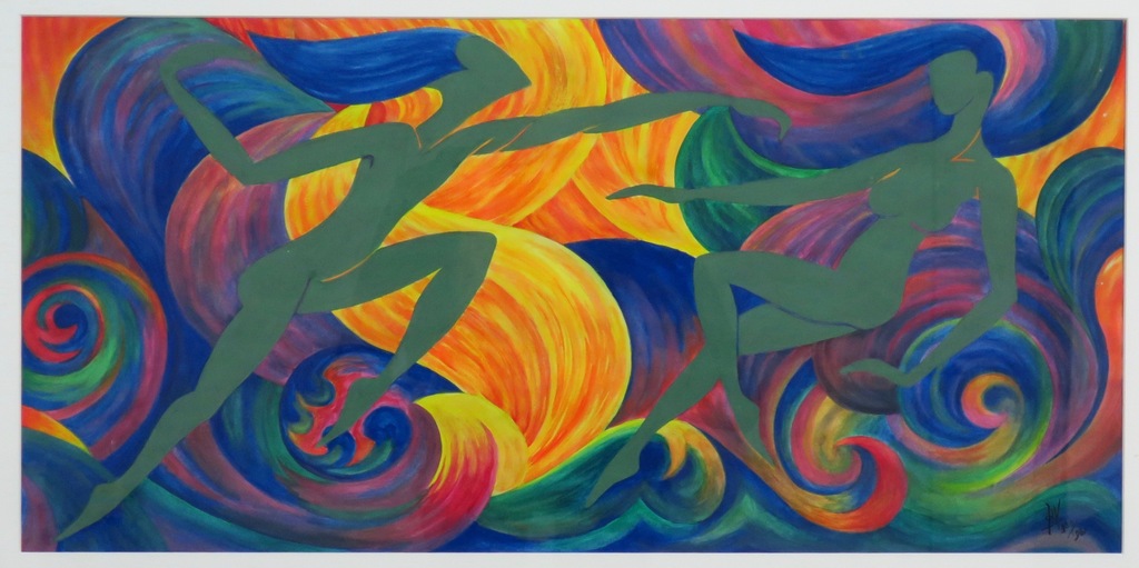 Jan Ph. A. de Vries: Gouache op papier, Twee vrouwen - Ingelijst kopen? Bied vanaf 40!