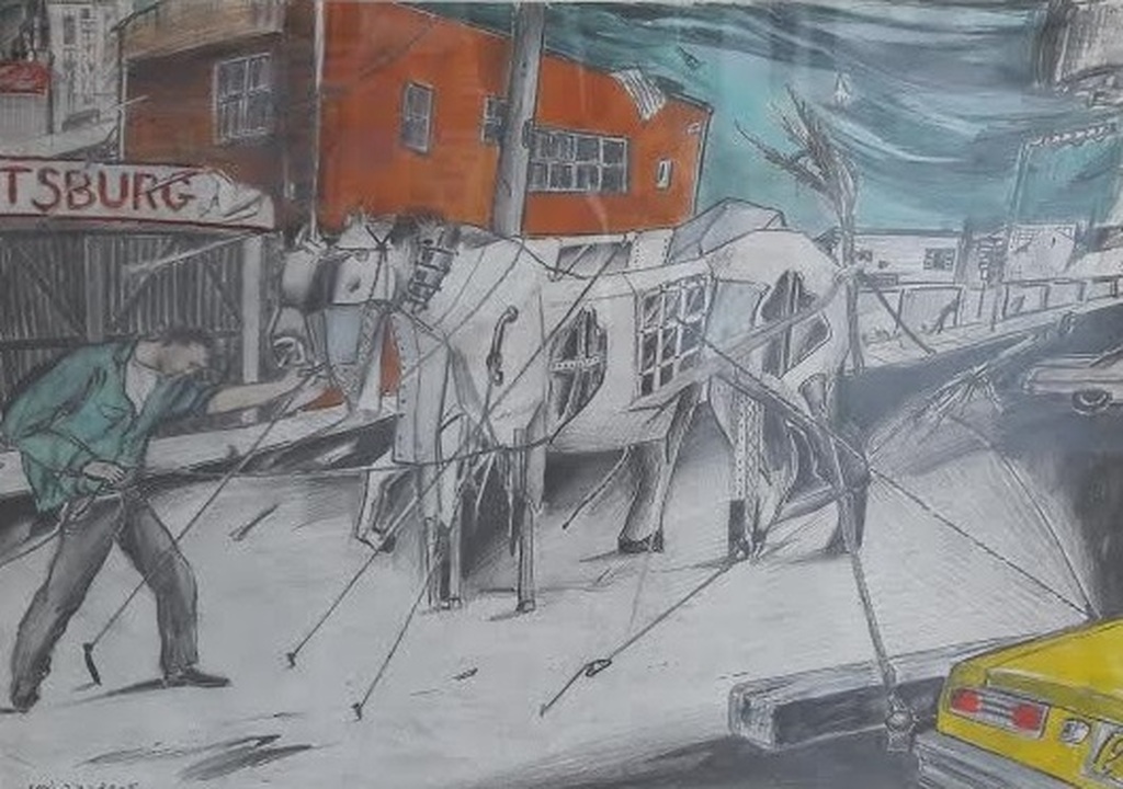 Paul Kleman, De versjorde paarden , tekening  kopen? Bied vanaf 100!