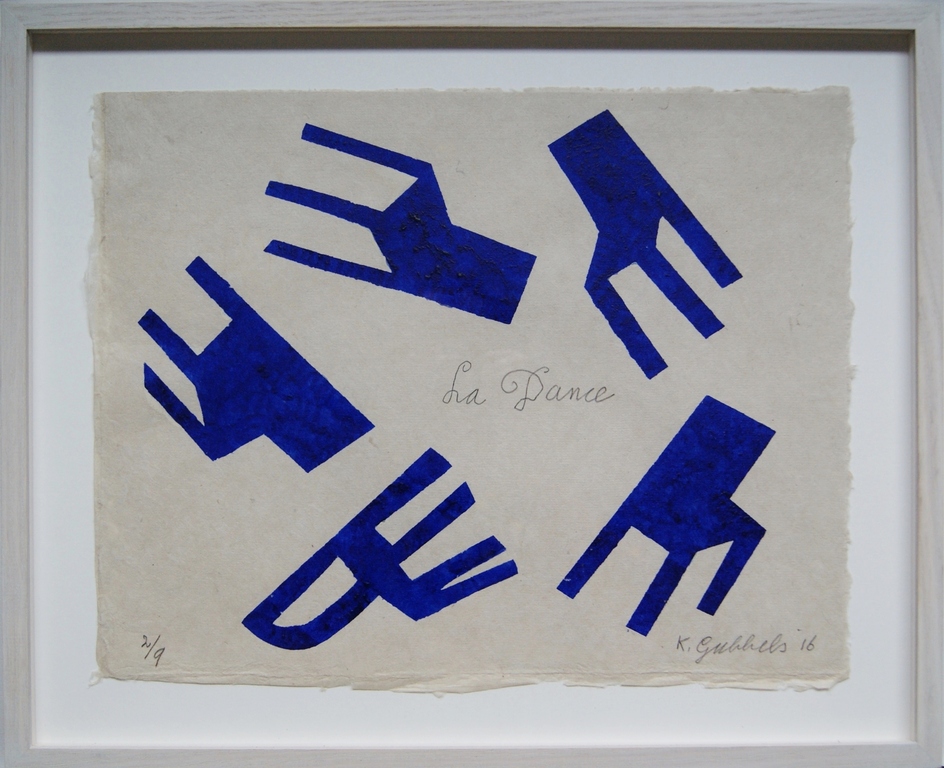 Klaas Gubbels sjabloondruk 'La Dance' - 2016 - ingelijst. verkocht voor € 475!