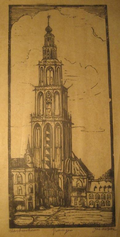 Jac de Beer Houtdrukken Westertoren Amsterdam en Martinitoren Groningen kopen? Bied vanaf 1!