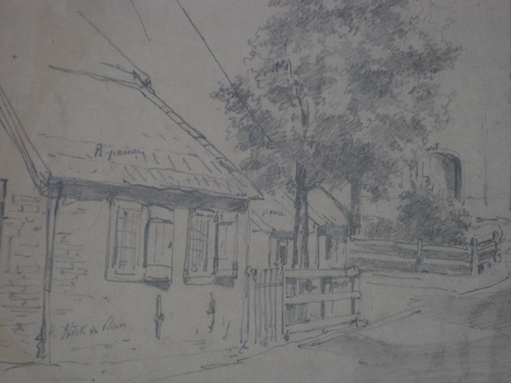Fraaie potloodtekening G.L.Kiers (1838-1916) "straatje Noord Laren" gesigneerd kopen? Bied vanaf 1!