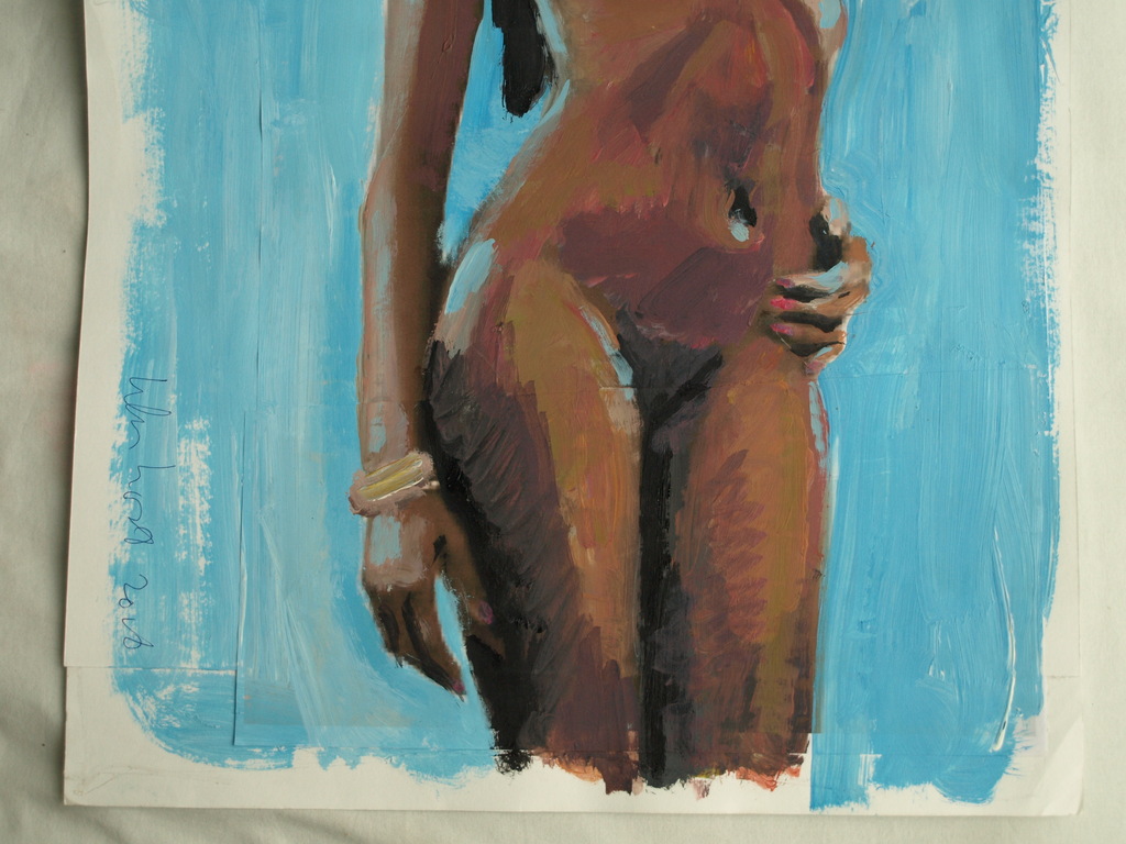 Peter Klashorst : acrylverf op papier , Naakte vrouw – 2016 kopen? Bied vanaf 75!
